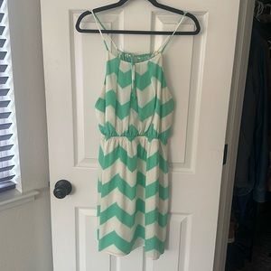 Green and white dress